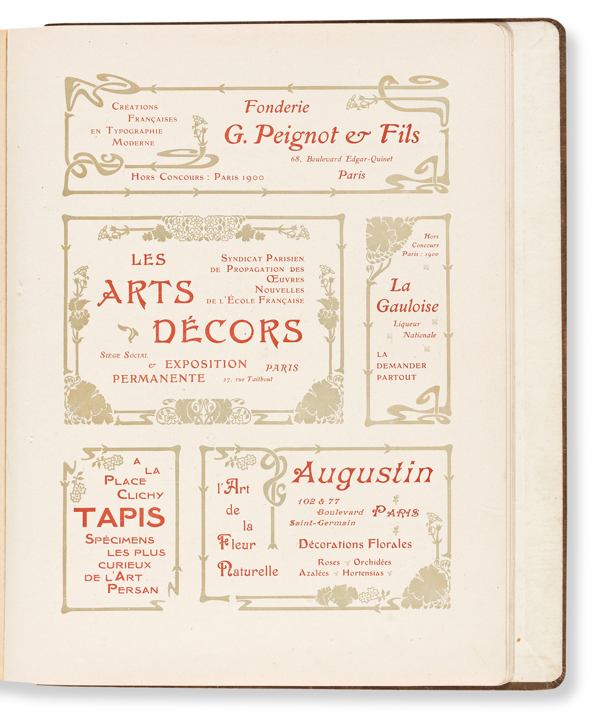 [SPECIMEN BOOK — FONDERIE & G. PEIGNOT & FILS, PARIS]. Album dApplications des Nouvelles Créations Françaises. Paris, 1901.